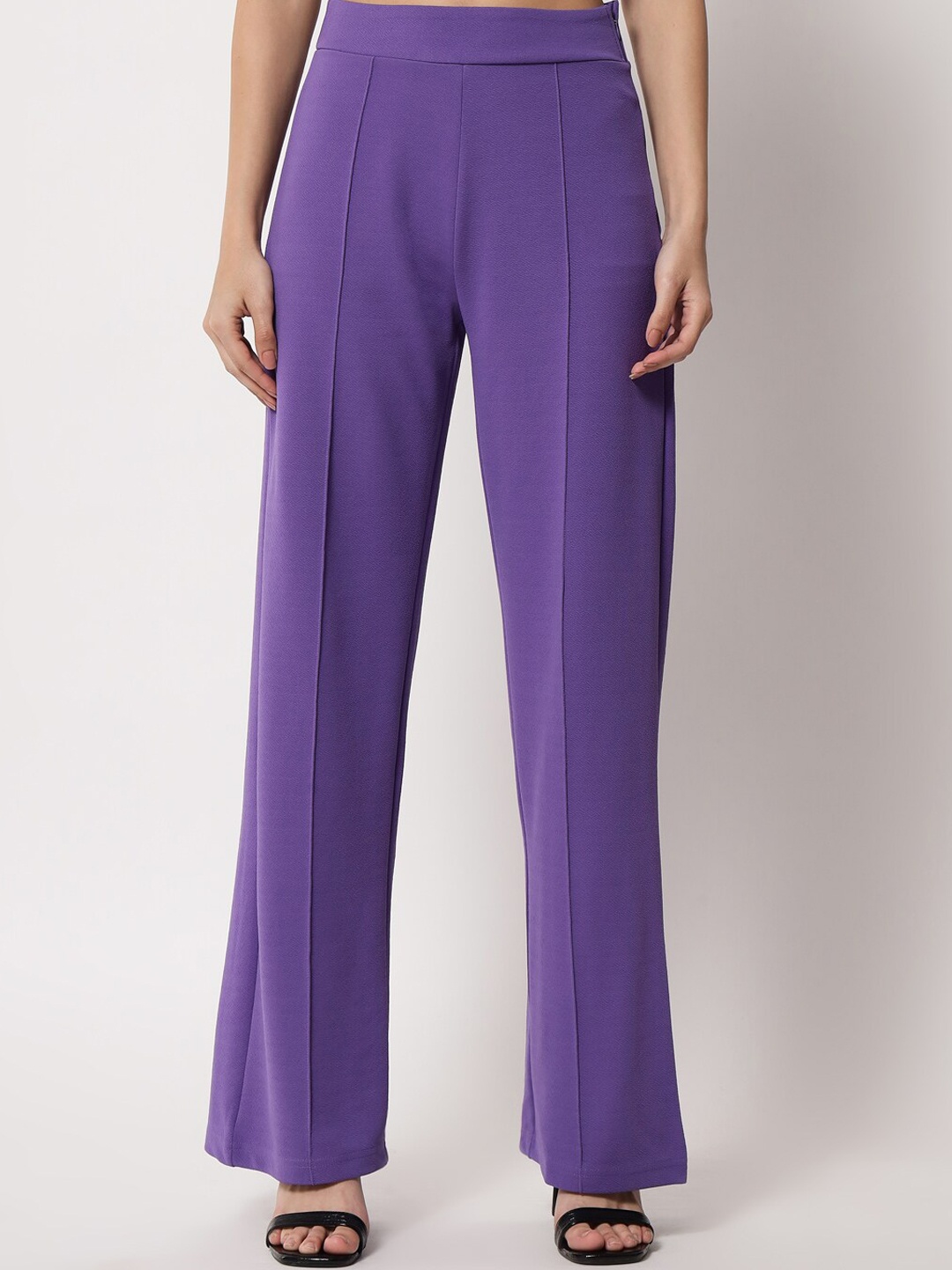 

Kotty Women Purple Relaxed Straight Fit High-Rise Easy Wash Trouser