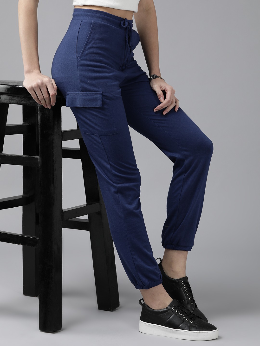 

Roadster Women Blue Solid Cargo Joggers