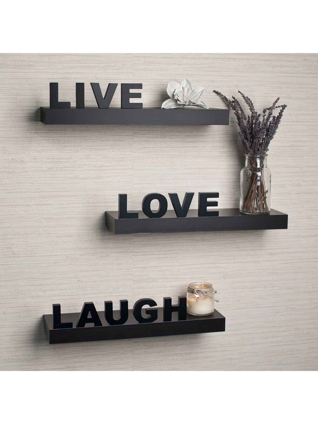 Home Sparkle Black Solid Wall Shelves