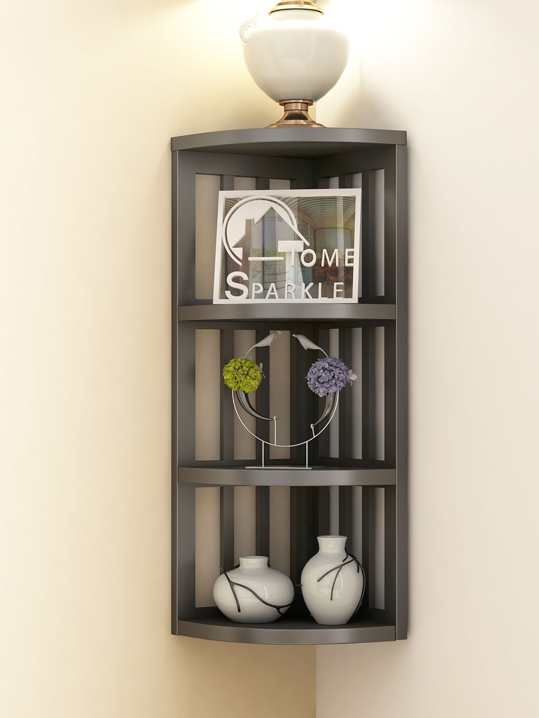 

Home Sparkle Black Solid 4 Tier Wall Shelves