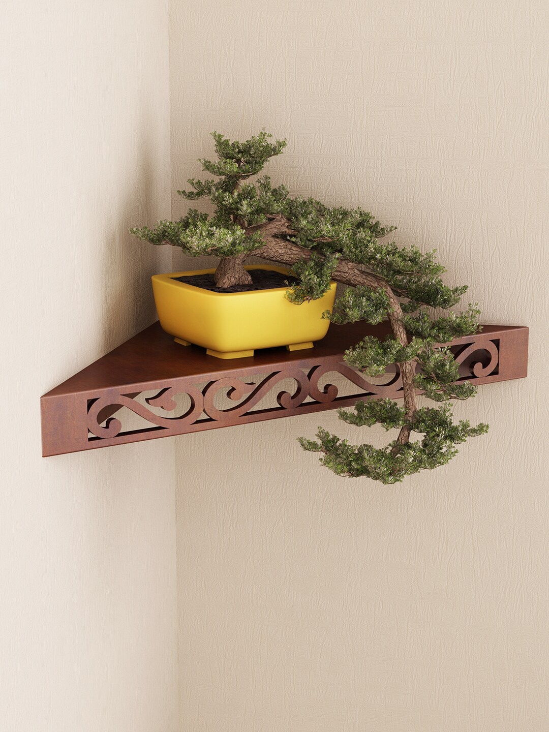 

Home Sparkle Brown Engineered Wood Corner Wall Shelves