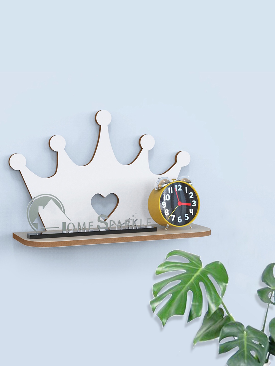 

Home Sparkle White Solid Crown Shaped Wall Shelves
