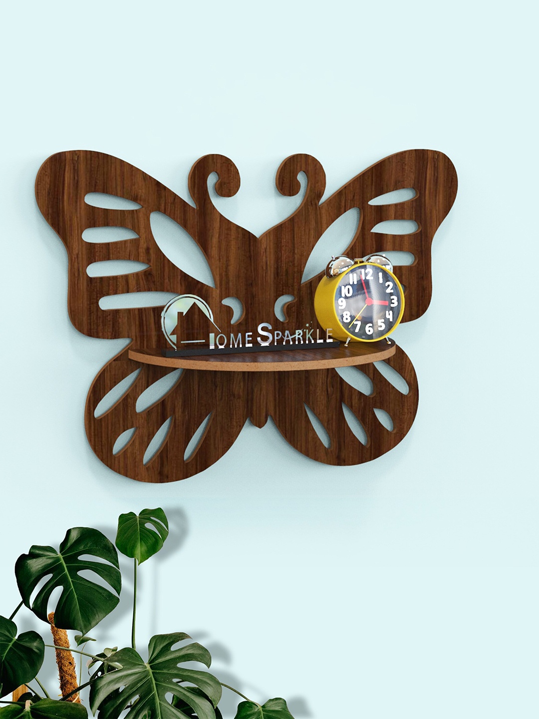 

Home Sparkle Brown Bufferfly Shape Wall Shelf