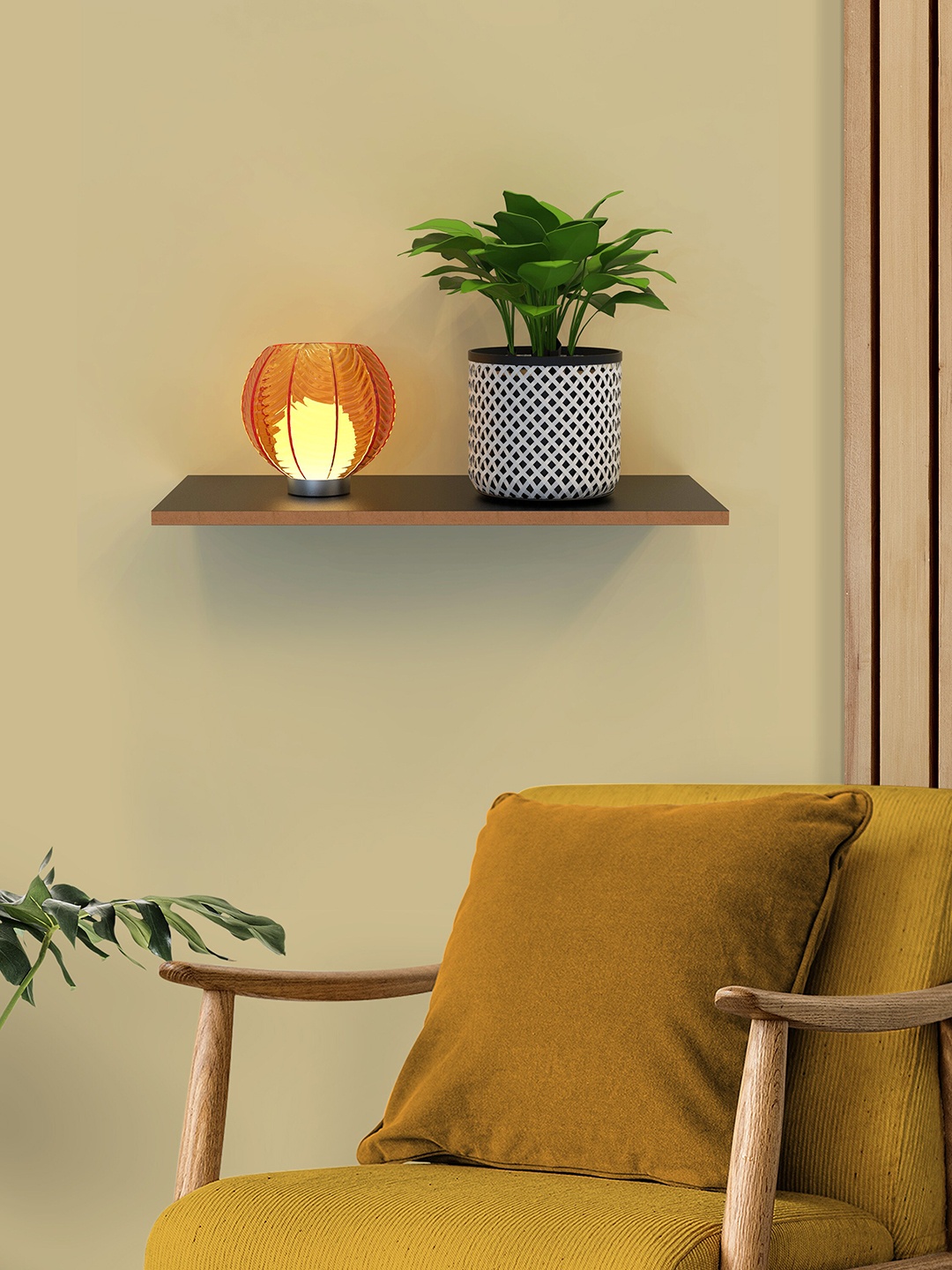 

Home Sparkle Black Wooden Wall Shelf with Large Storage