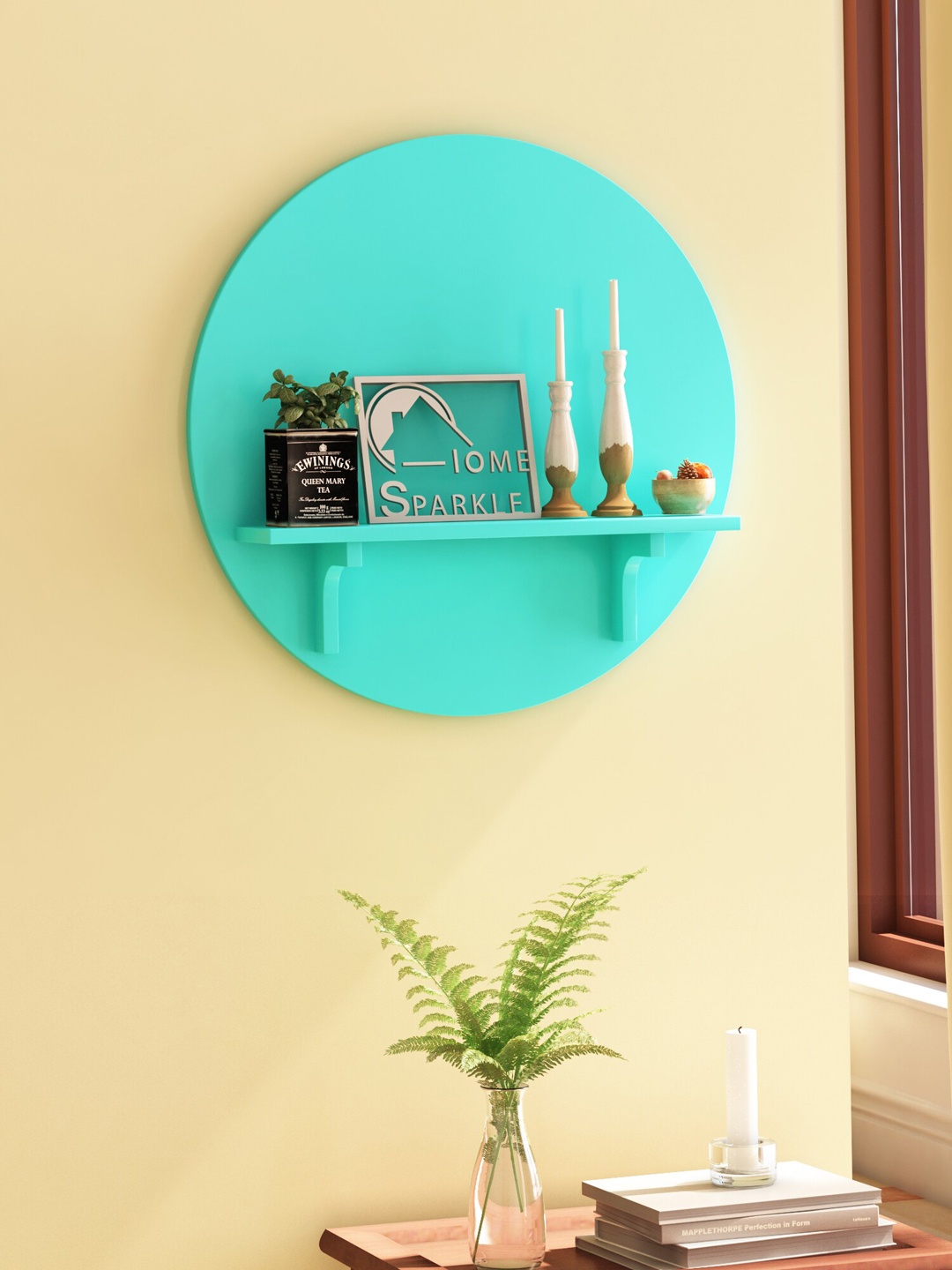 

Home Sparkle Turquoise Blue Wood Wall Shelves
