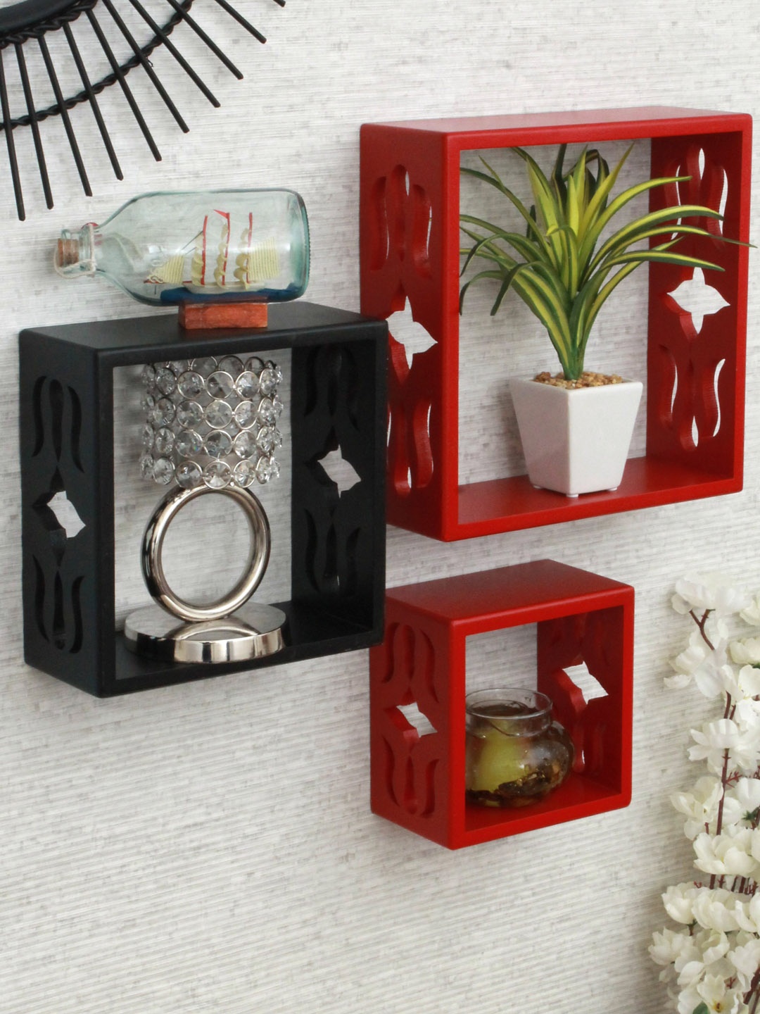 

Home Sparkle Red & Black Wood Wall Shelves