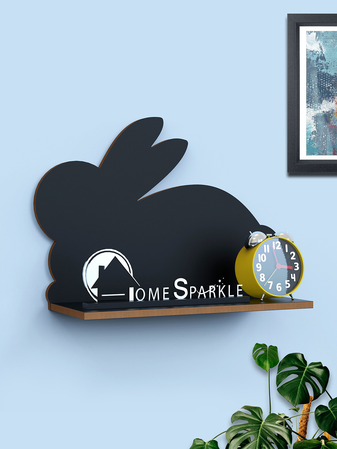 

Home Sparkle Black Solid Rabit Shaped Wall Floating Shelf