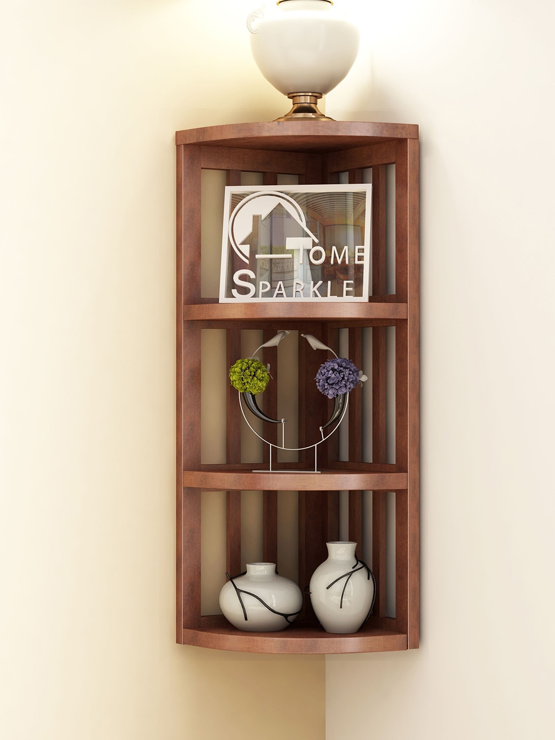 

Home Sparkle Brown MDF Corner Wall Shelf