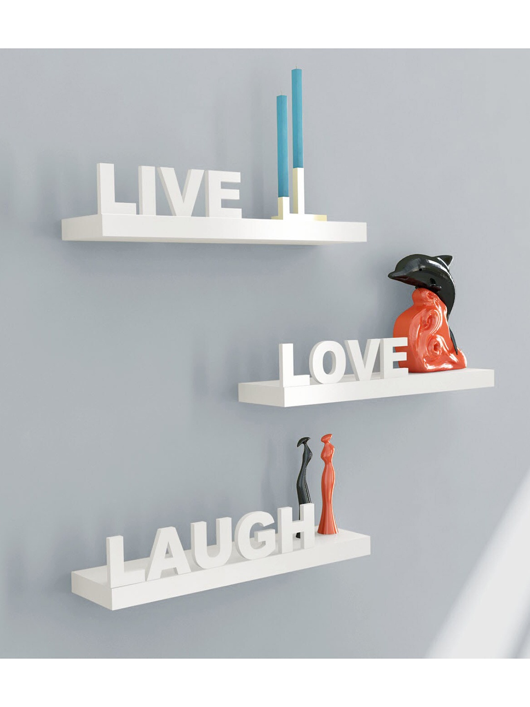 

Home Sparkle Set Of 3 MDF Decorative Wall Shelves, White