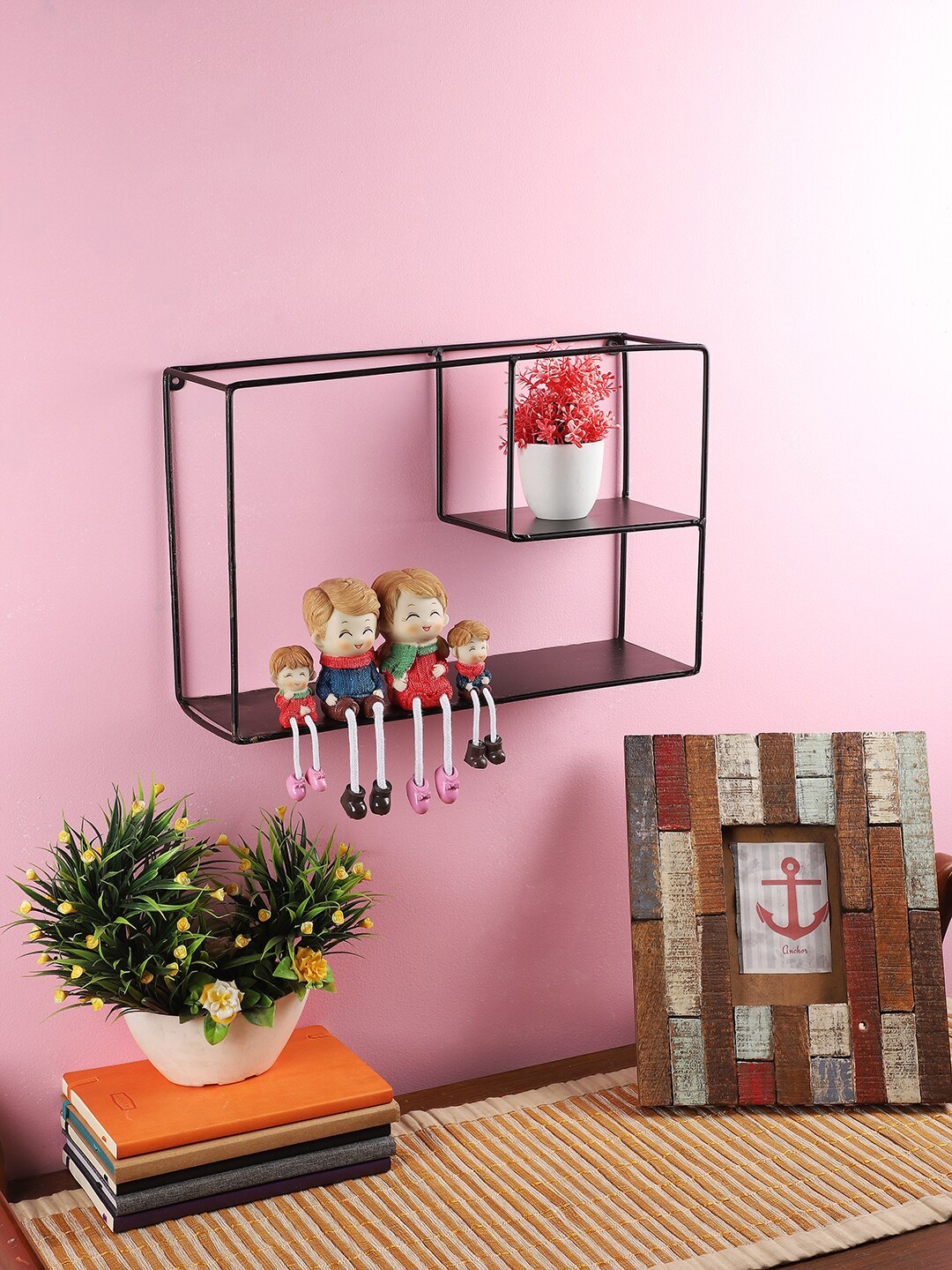 

Home Sparkle Metal Iron Rectangle Design Wall Shelf, Black