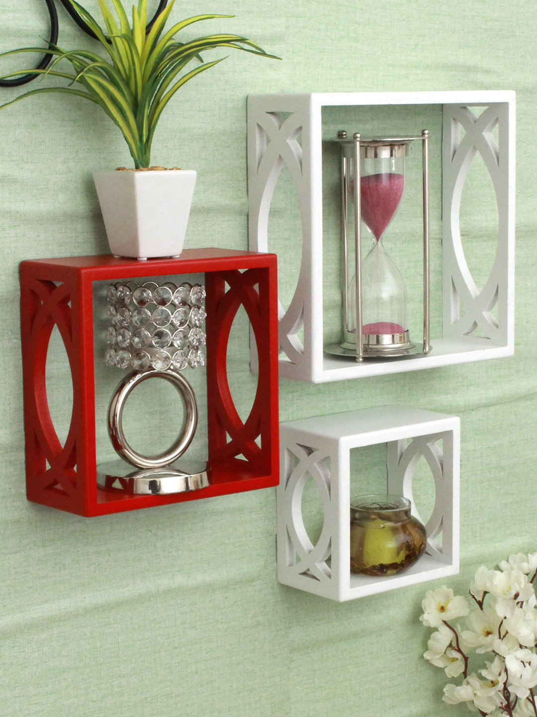 

Home Sparkle Set Of 3 Wooden Wall Shelves, White