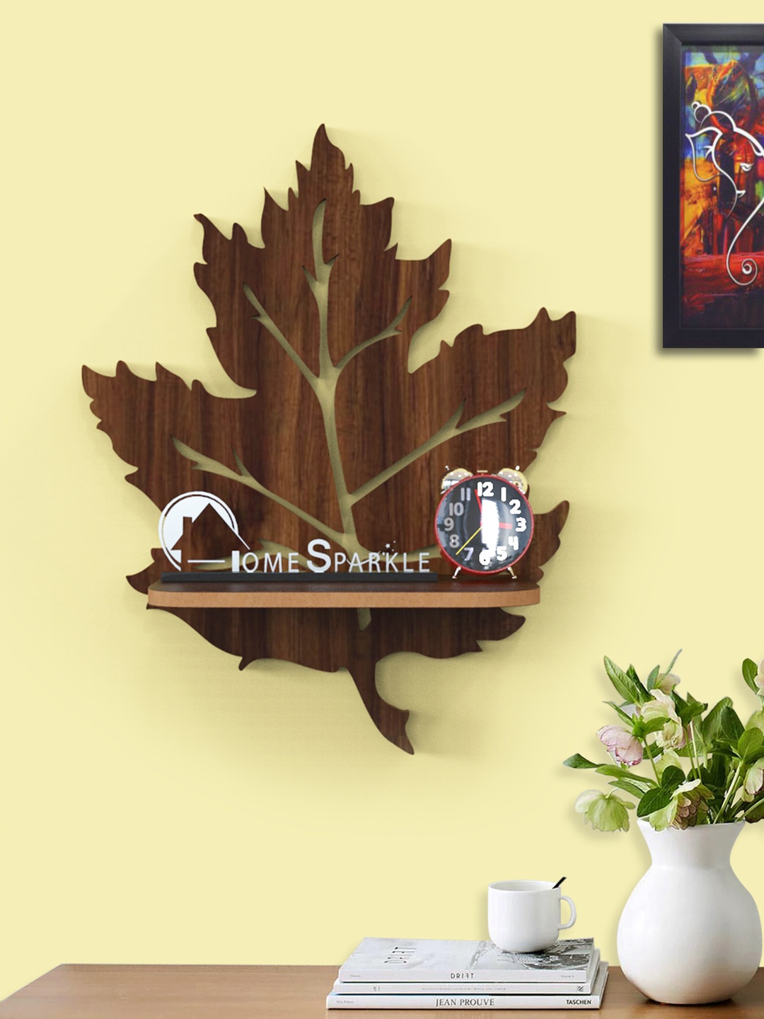 

Home Sparkle MDF Leaf Shape Wall Shelf, Brown