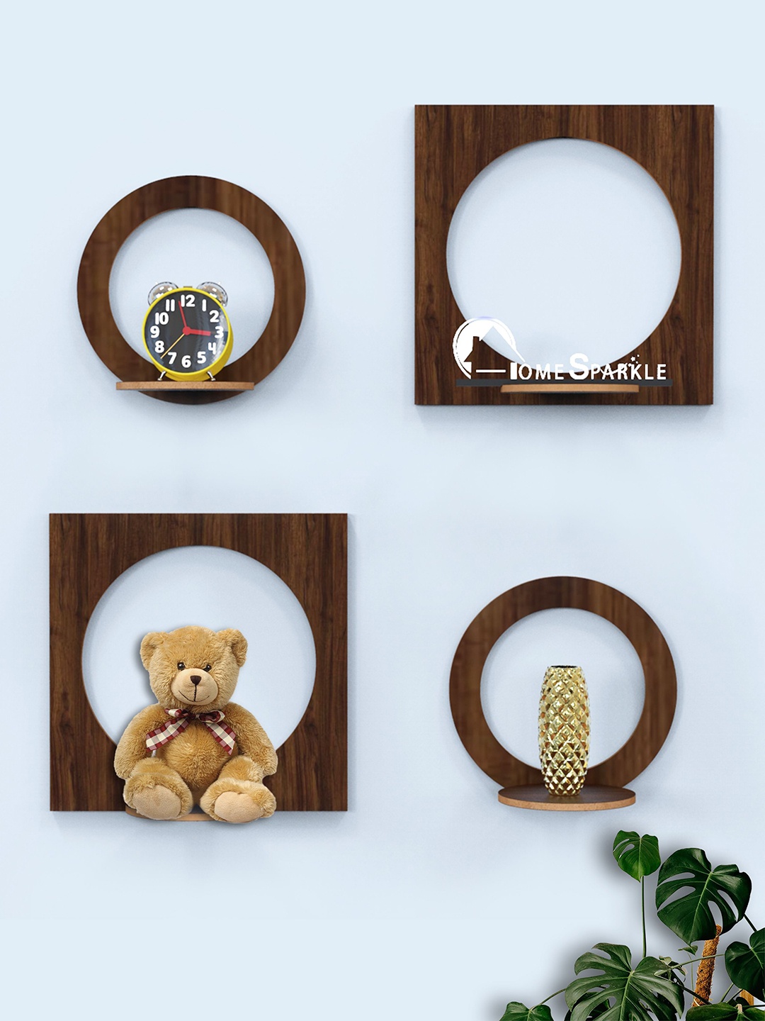 

Home Sparkle Brown MDF Four Round Shelves Rack