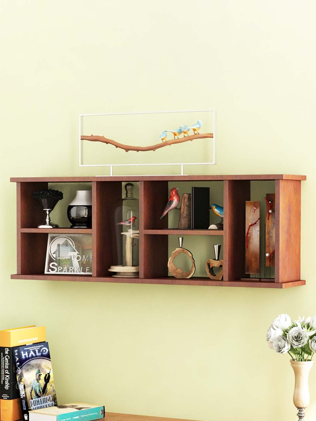 

Home Sparkle Brown Multiple Section Rectangular Wall Shelf