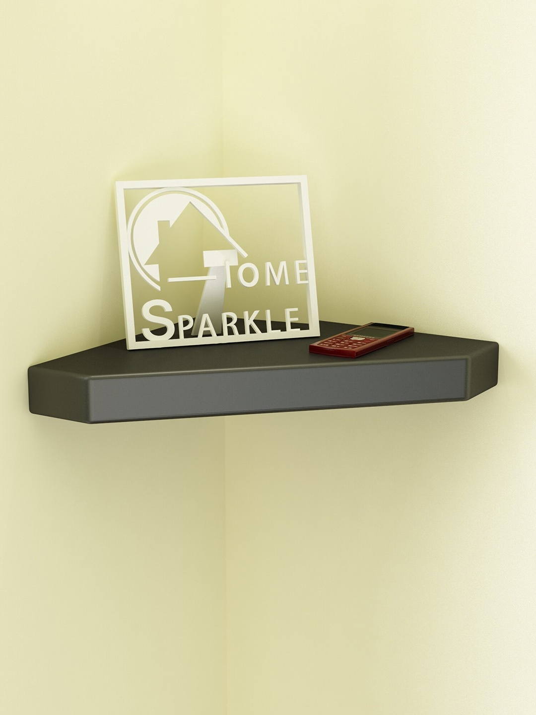 

Home Sparkle Black Wood Corner Wall Shelf