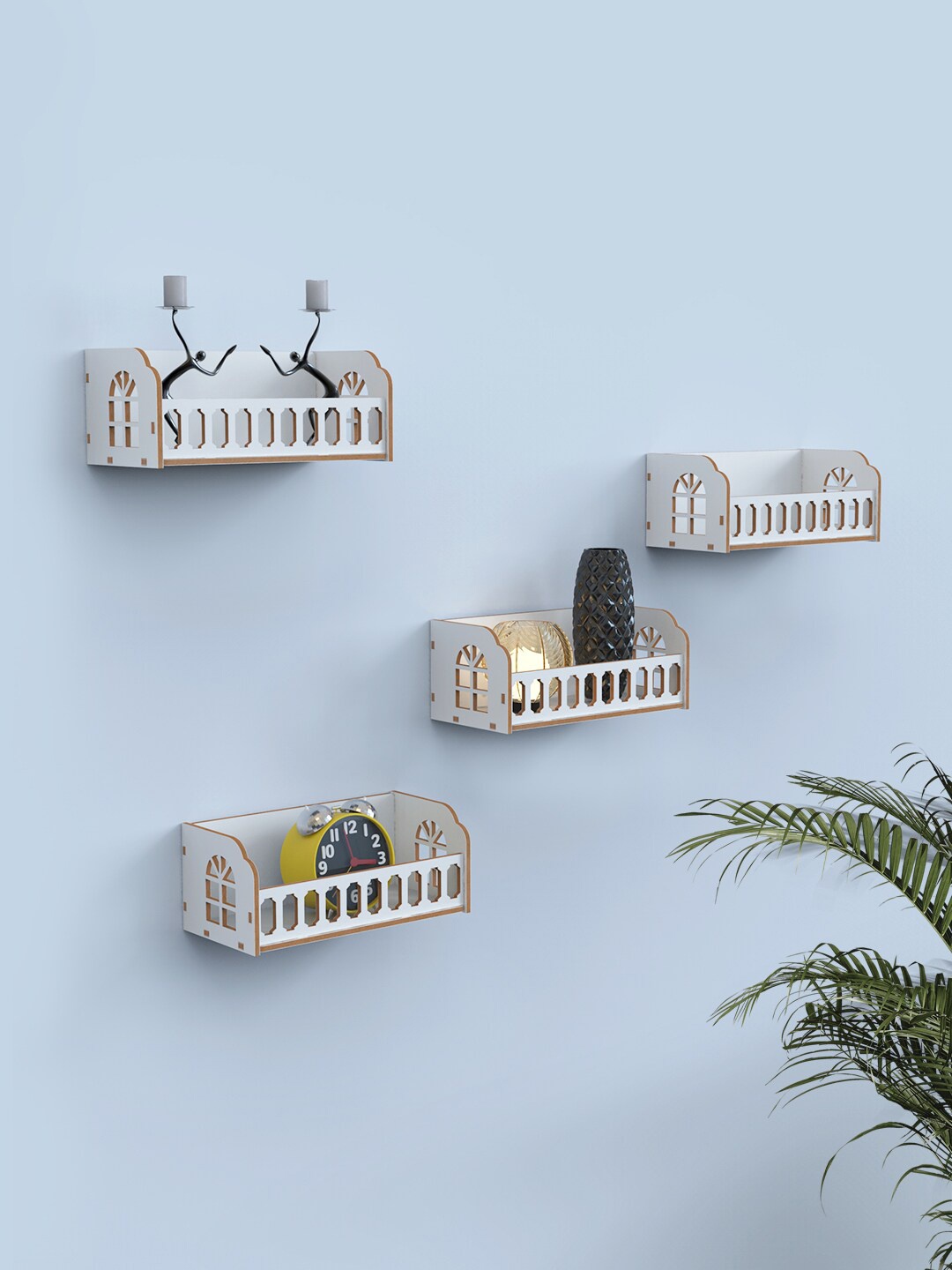 

Home Sparkle Set Of 4 Wooden Shelves, White