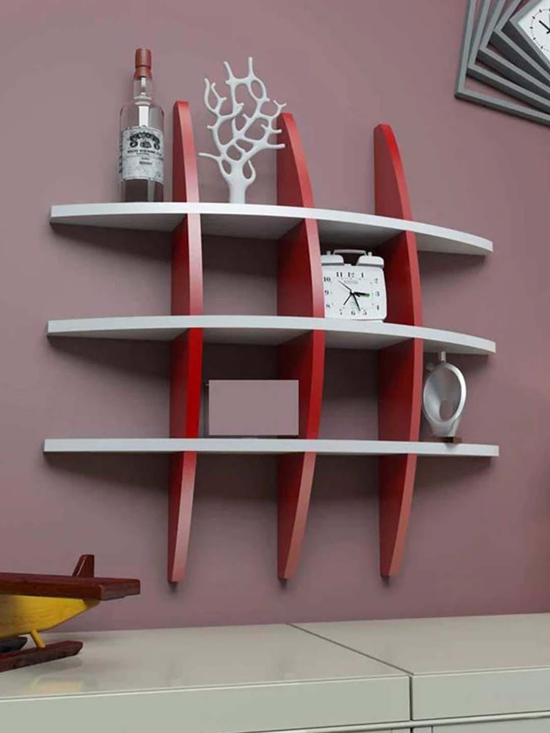 

Home Sparkle White & Red Wood Wall Shelves
