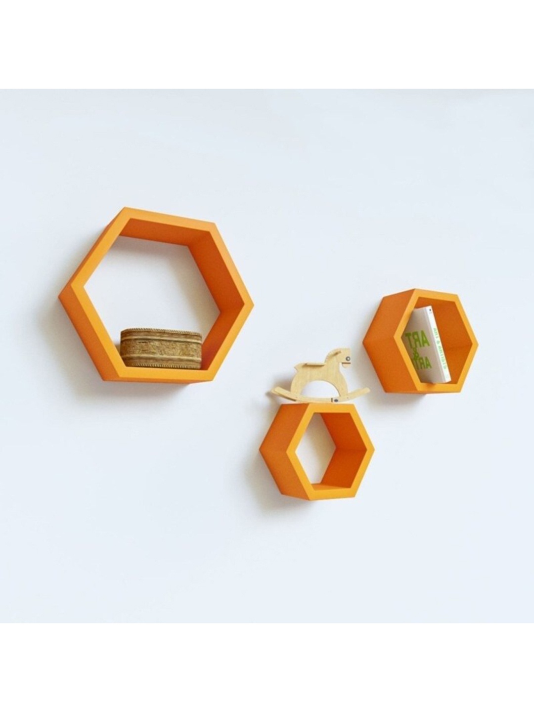 

Home Sparkle Orange 3 Pcs Hexagonal Shaped Wall Mounted Shelves