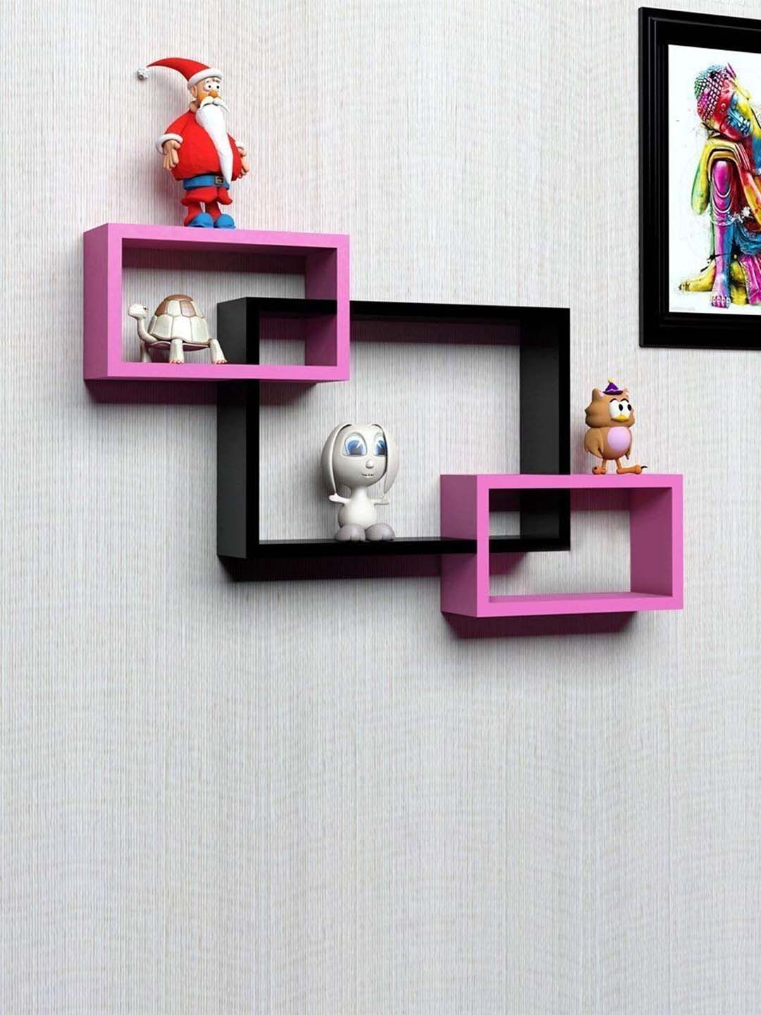 

Home Sparkle Black & Pink Wall Mounted Interlocking Shelves