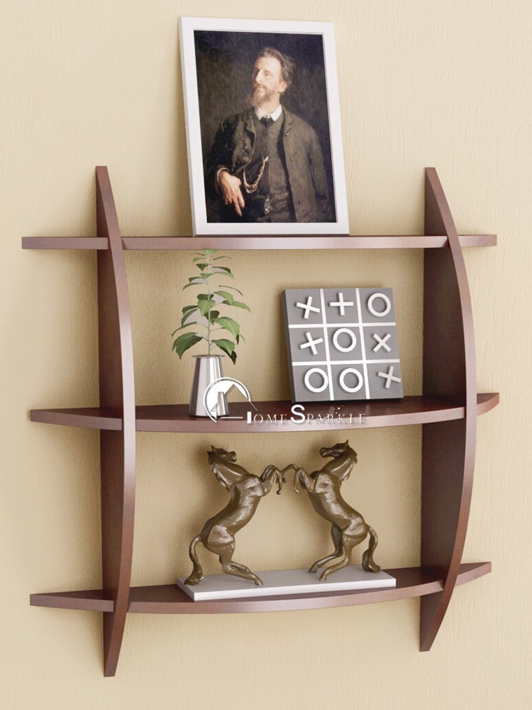 

Home Sparkle Brown 3 Tier Rack Wall Mounted MDF Shelves