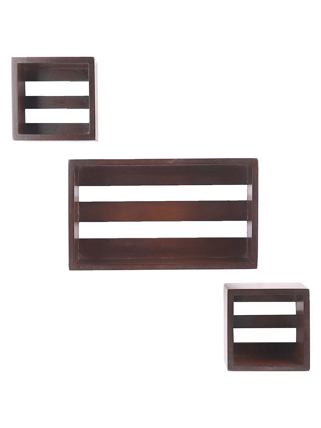 

Home Sparkle Set Of 3 Brown MDF Wall Shelves