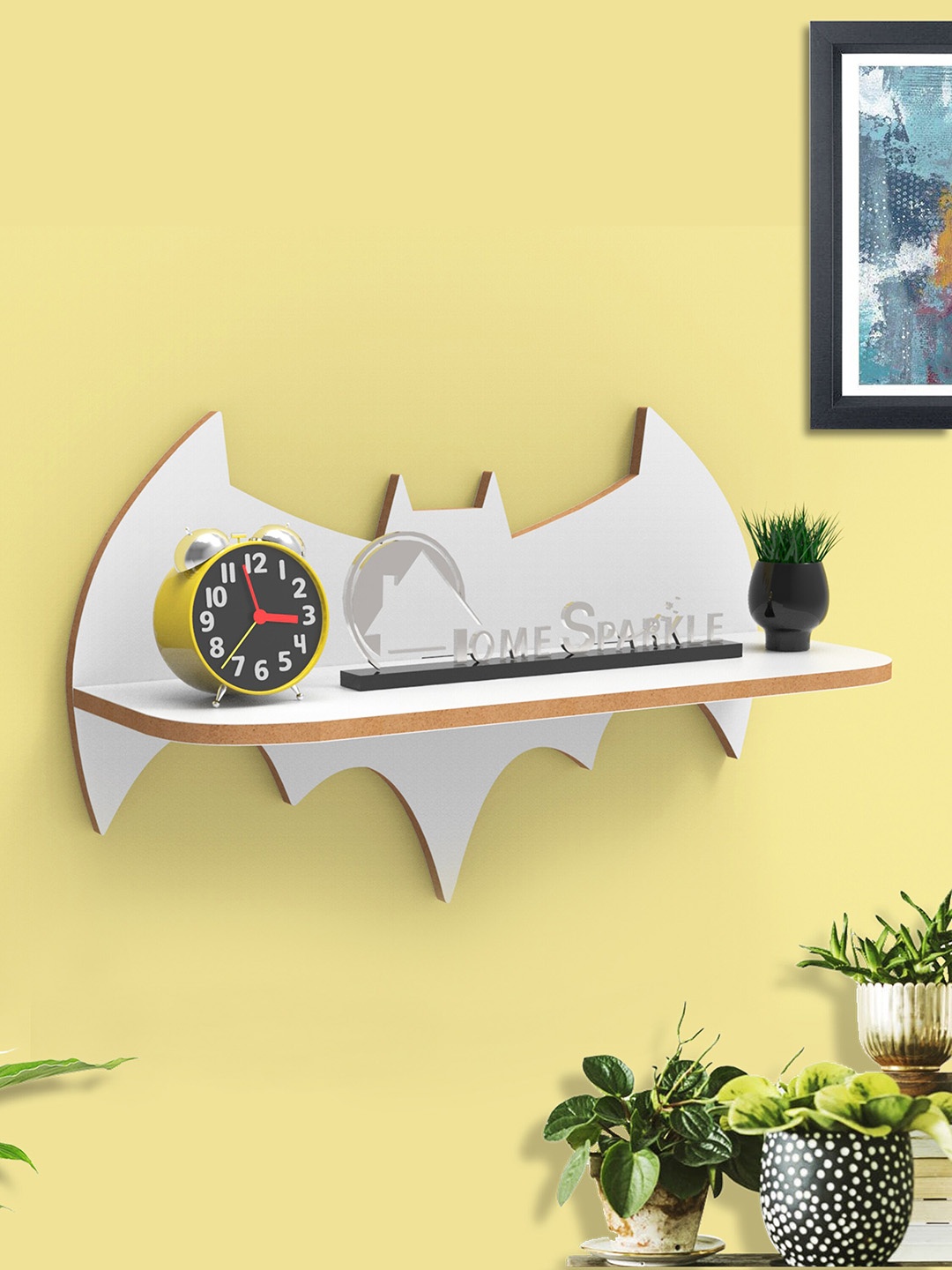 

Home Sparkle White Solid Bat Shaped Wall Shelves