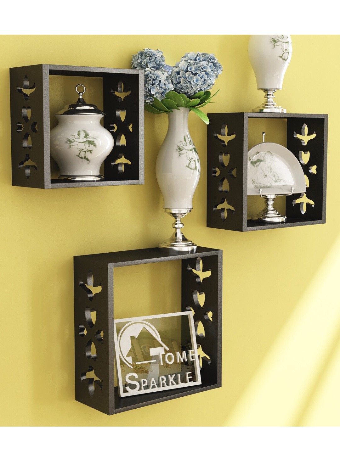 

Home Sparkle MDF Pocket Wall Shelf, Black