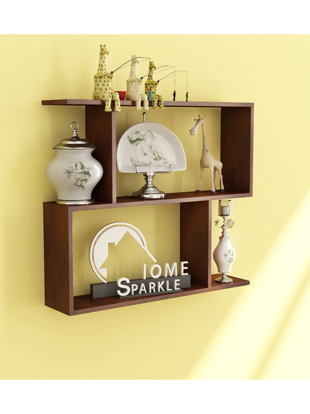 

Home Sparkle Wood Pocket Wall Shelf, Brown