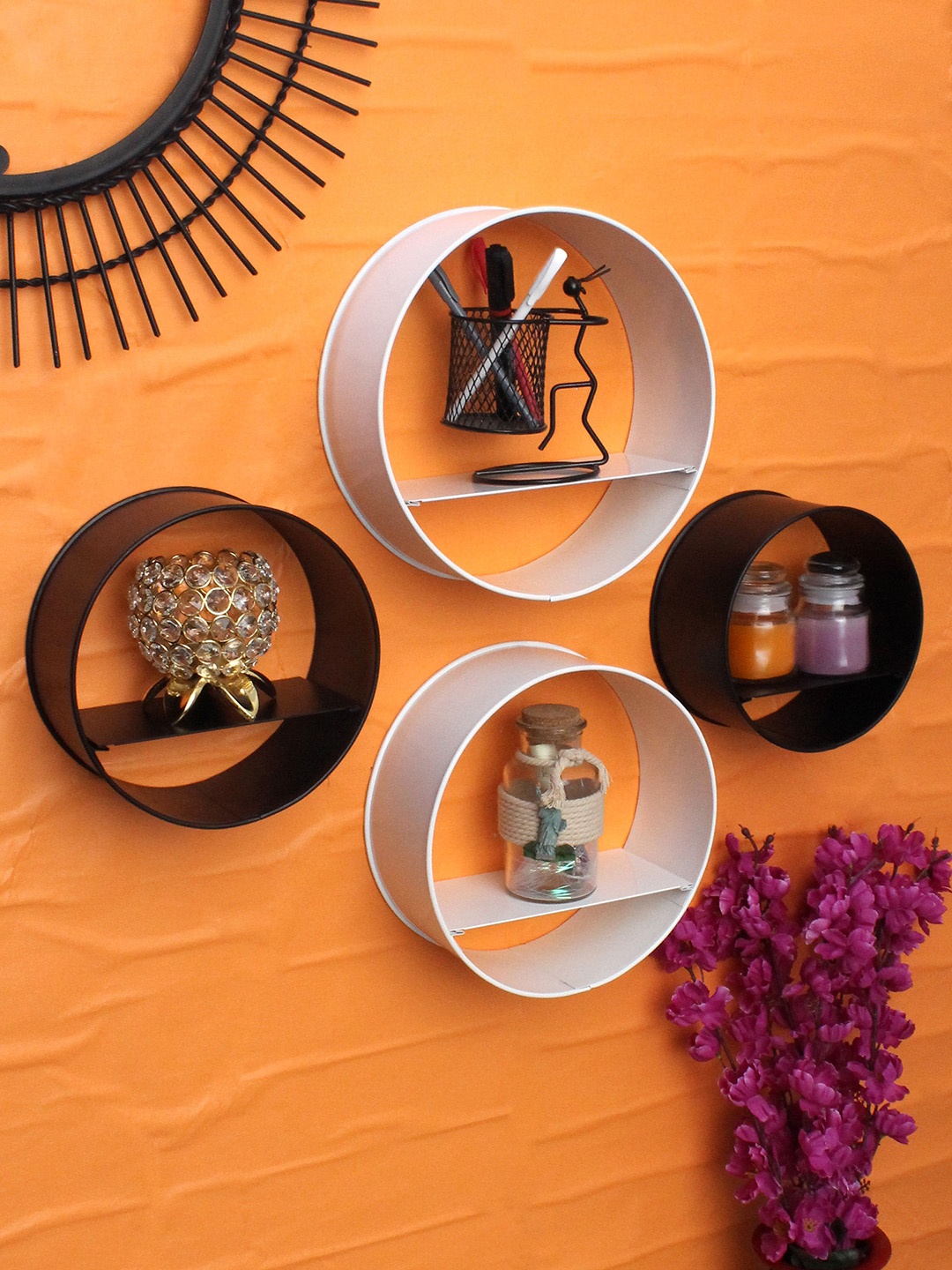 

Home Sparkle Set of 4 MDF Pocket Wall Shelves, Black