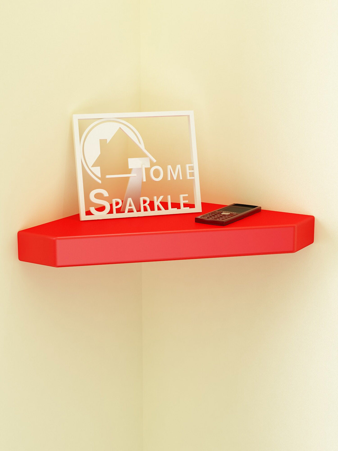 

Home Sparkle MDF Corner Wall Shelf, Red