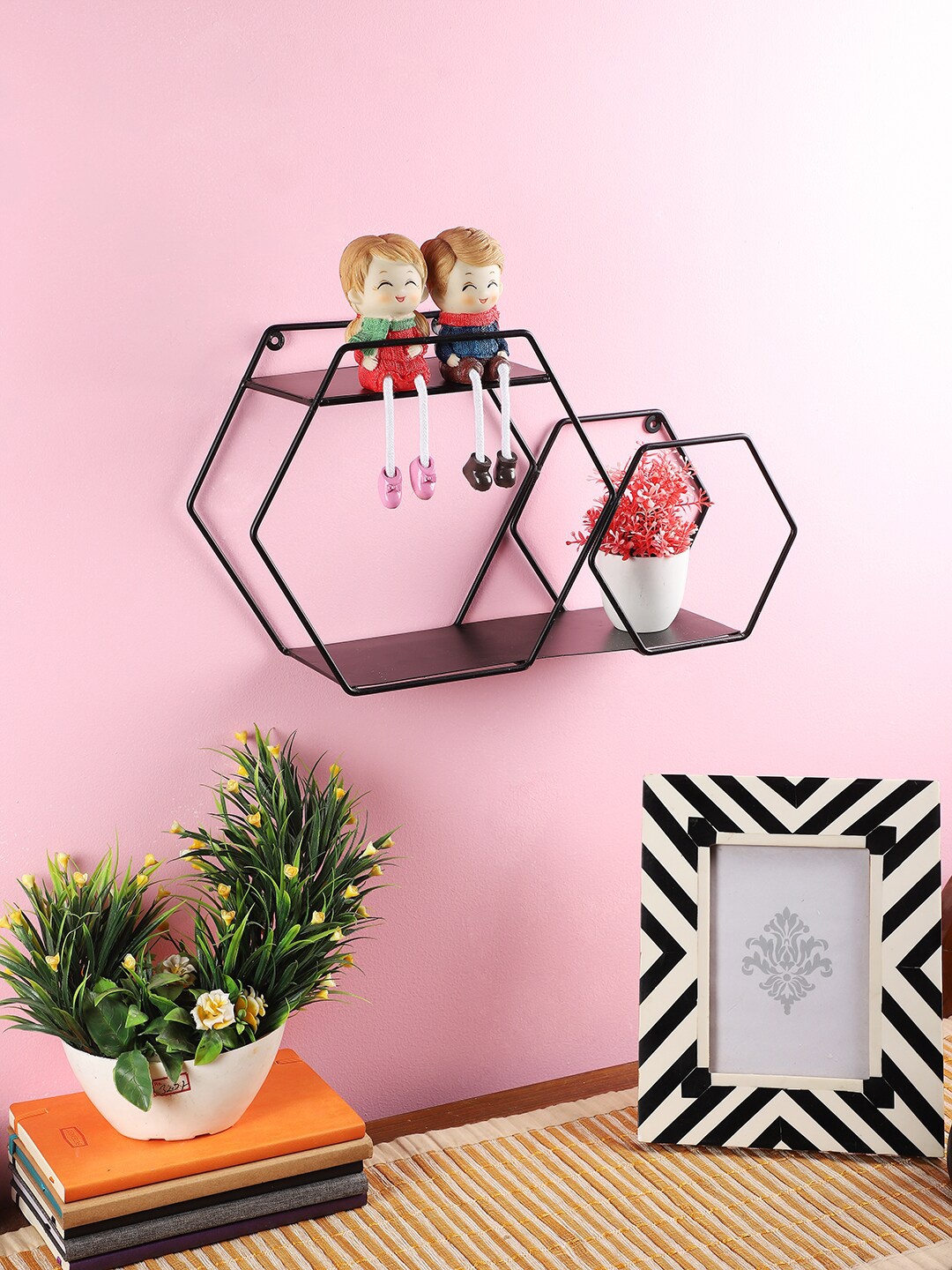 

Home Sparkle Solid Metal Wall Shelves, Black