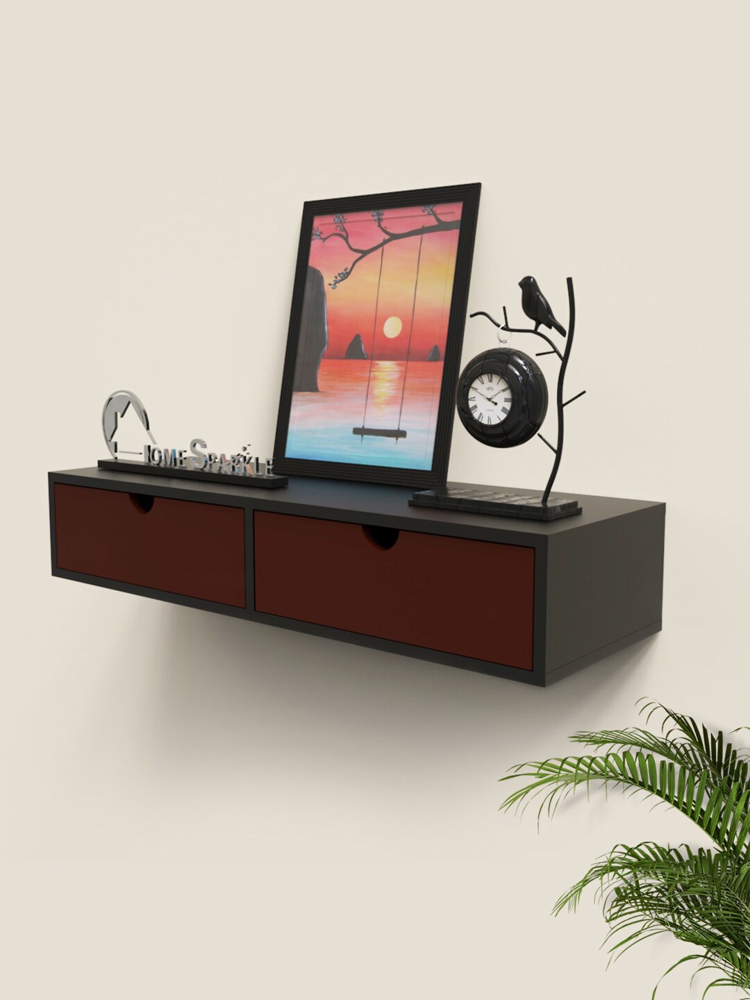 

Home Sparkle MDF Basic Wall Shelf With Drawer, Brown