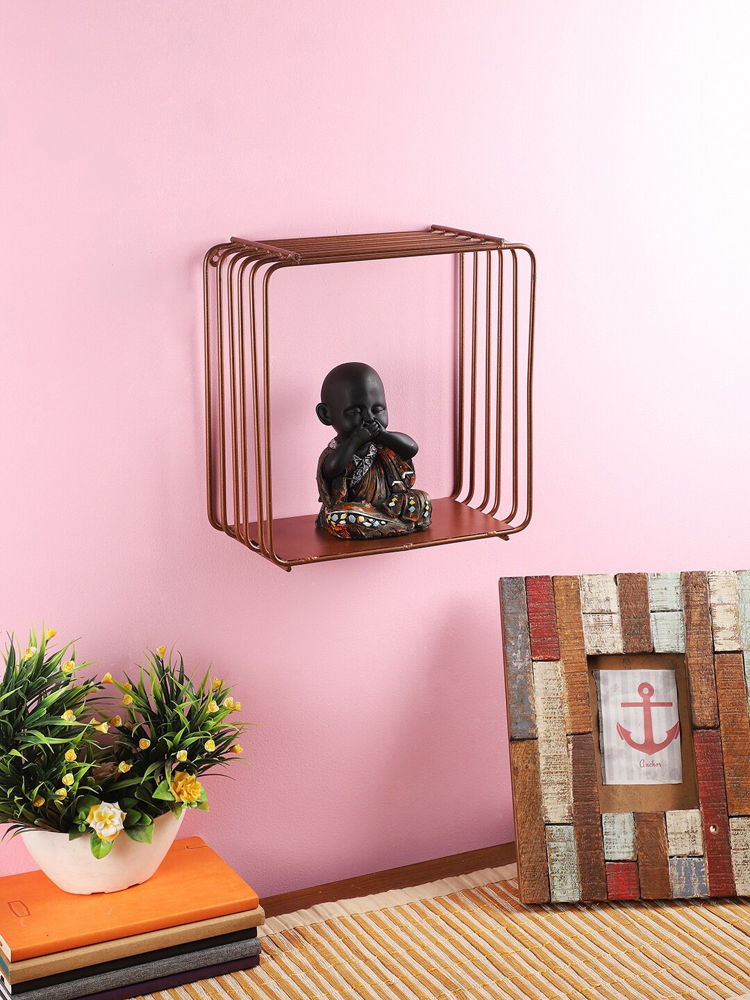 

Home Sparkle Copper-Toned Iron Square Shaped Wall Shelf