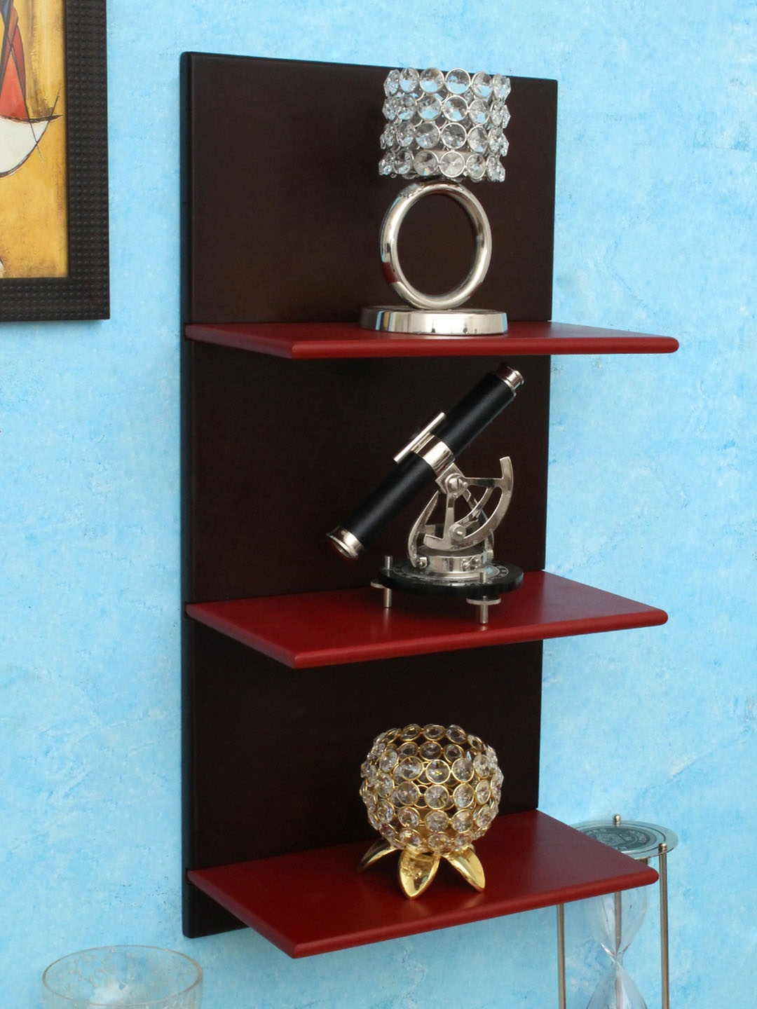 

Home Sparkle Solid 3 Tier Wall Mounted Wooden Wall Shelves, Brown