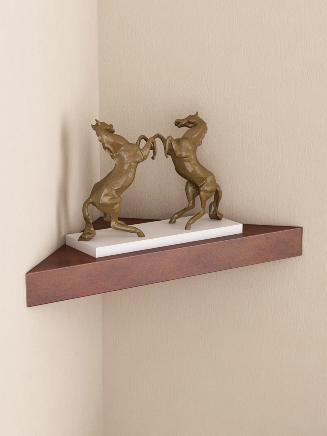 

Home Sparkle MDF Triangular shaped Engineered Wood Wall Shelf, Brown