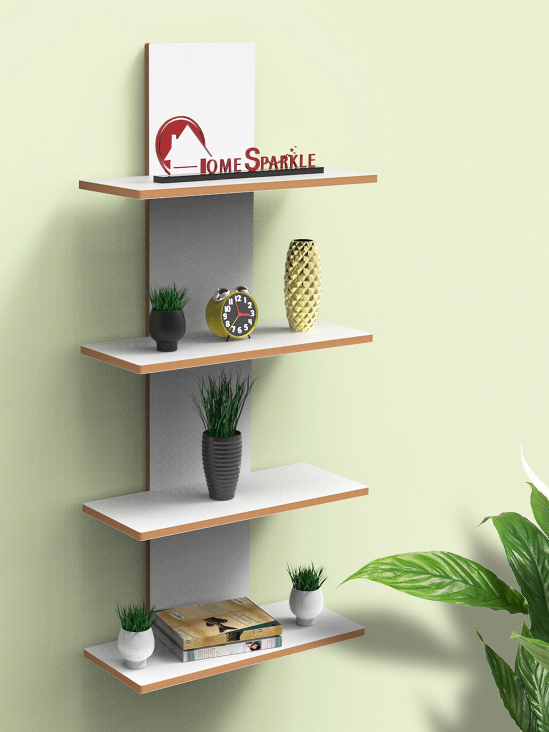 

Home Sparkle Solid Wooden 4 Tier Rack Wall Shelves, White