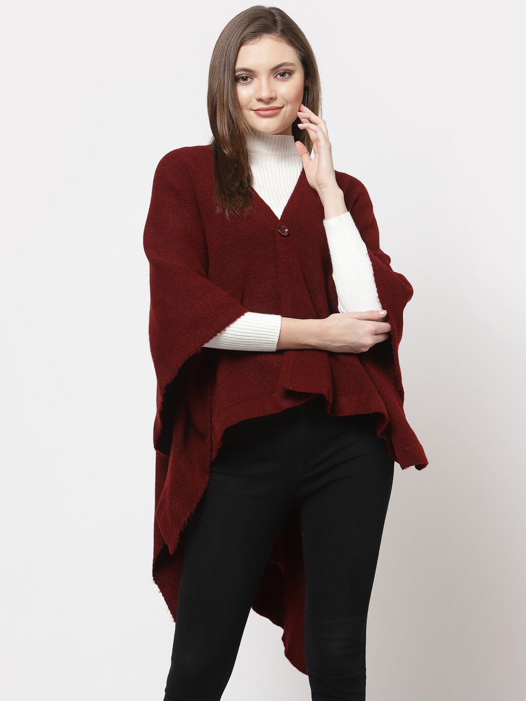 

513 Women Maroon Longline Shrug