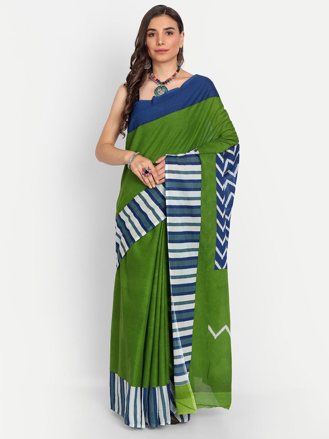 

BUTA BUTI Green & Blue Pure Cotton Saree