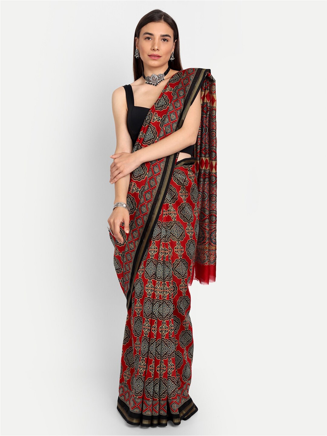 

BUTA BUTI Red & Beige Ethnic Motifs Pure Cotton Saree