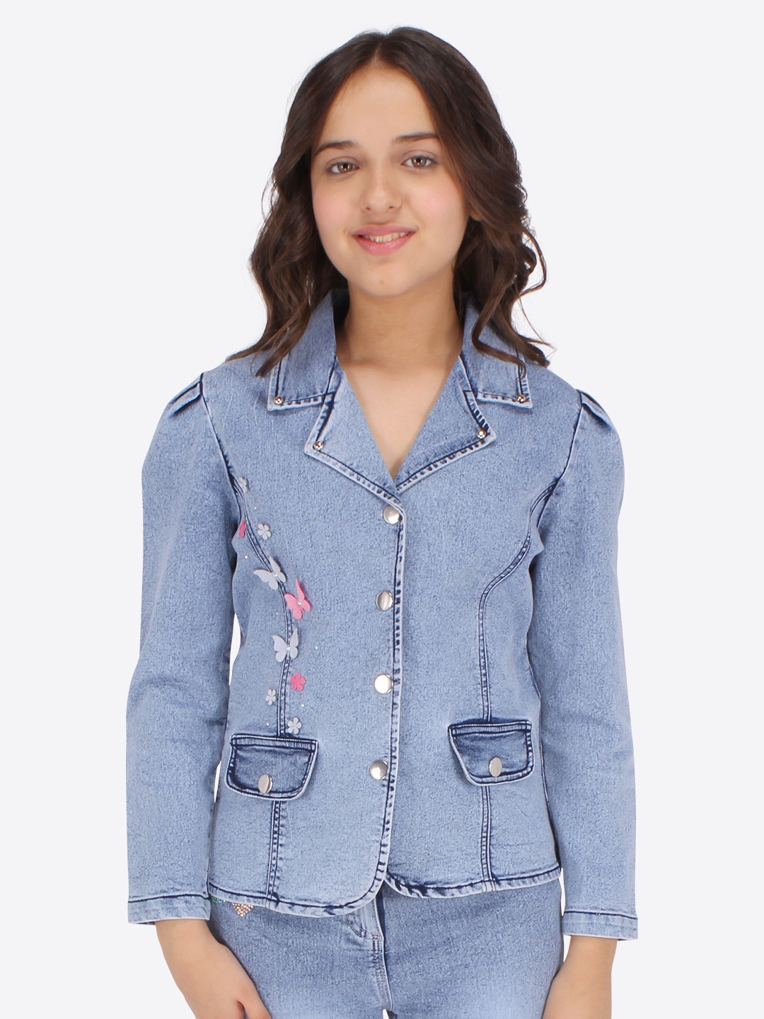 

CUTECUMBER Girls Blue Denim Jacket
