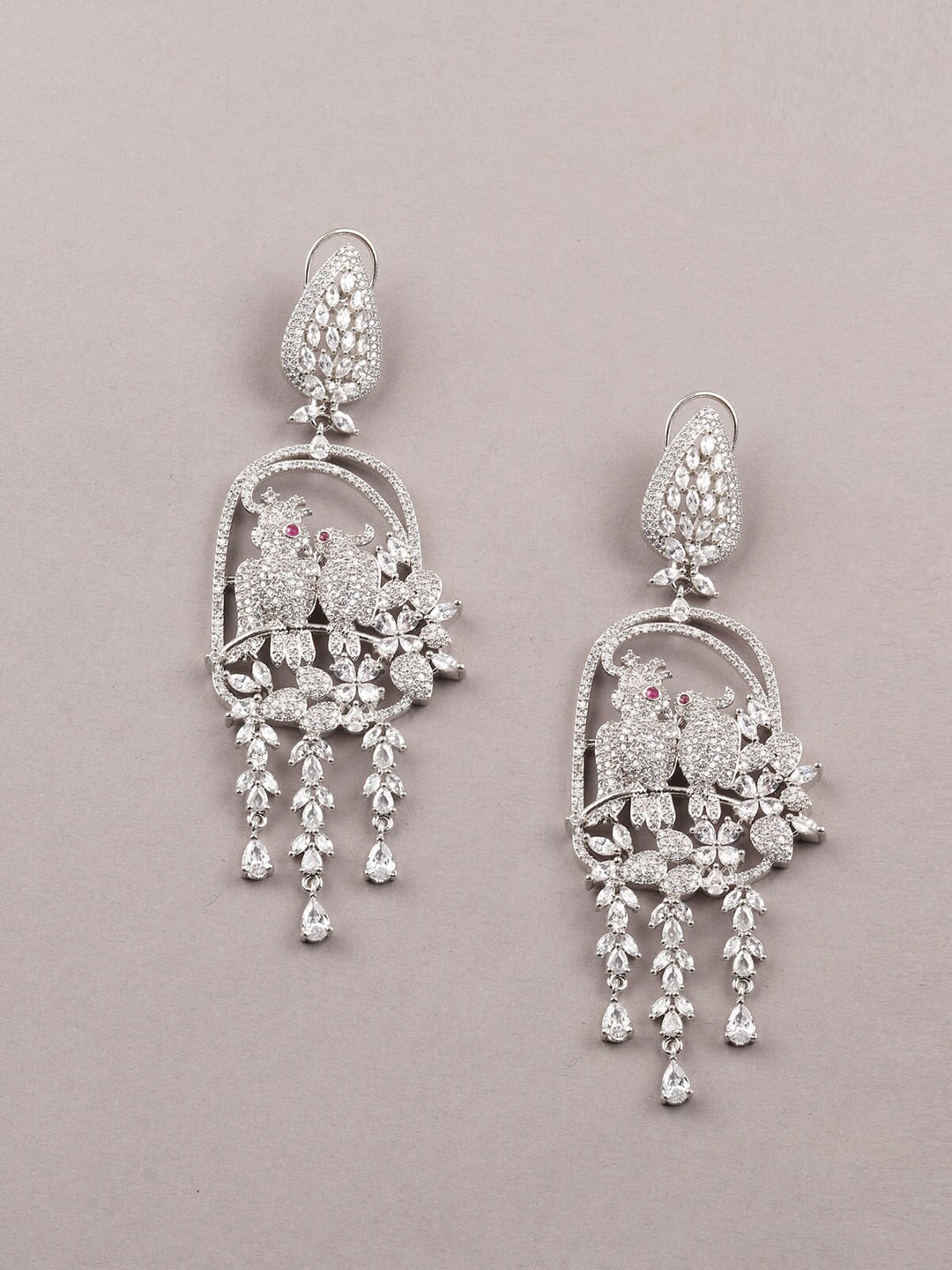 

ODETTE White Animal Birdie Shaped Diamond Drop Earrings