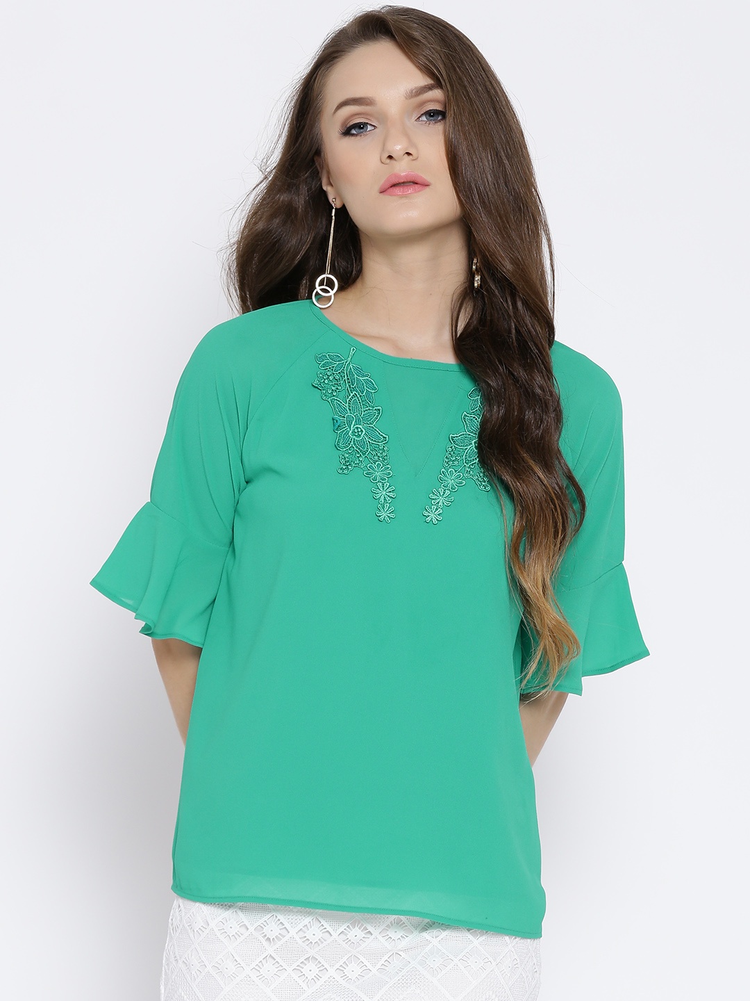 

RARE Women Green Solid Top