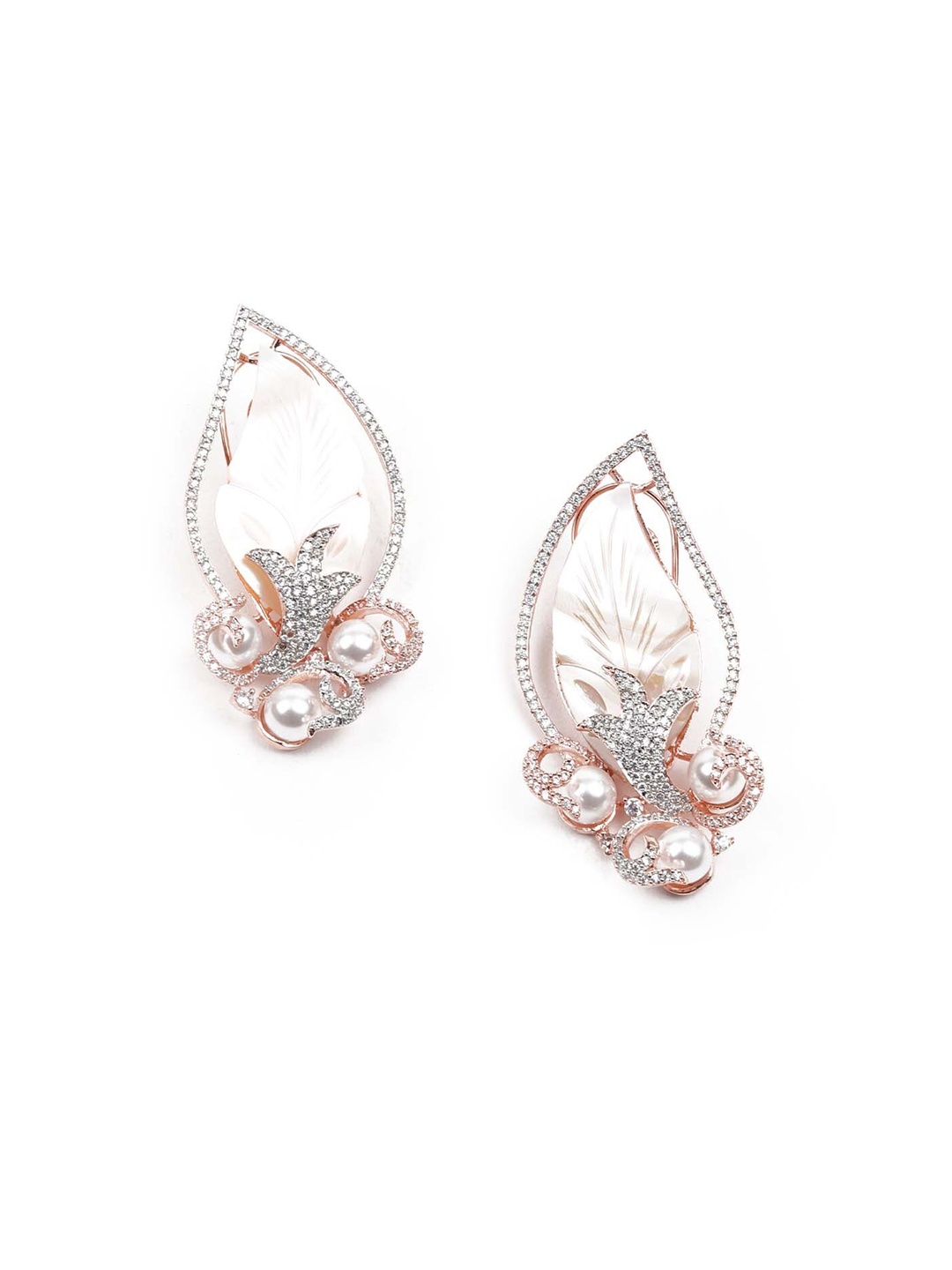 

ODETTE Women Rose Gold Contemporary Drop Earrings