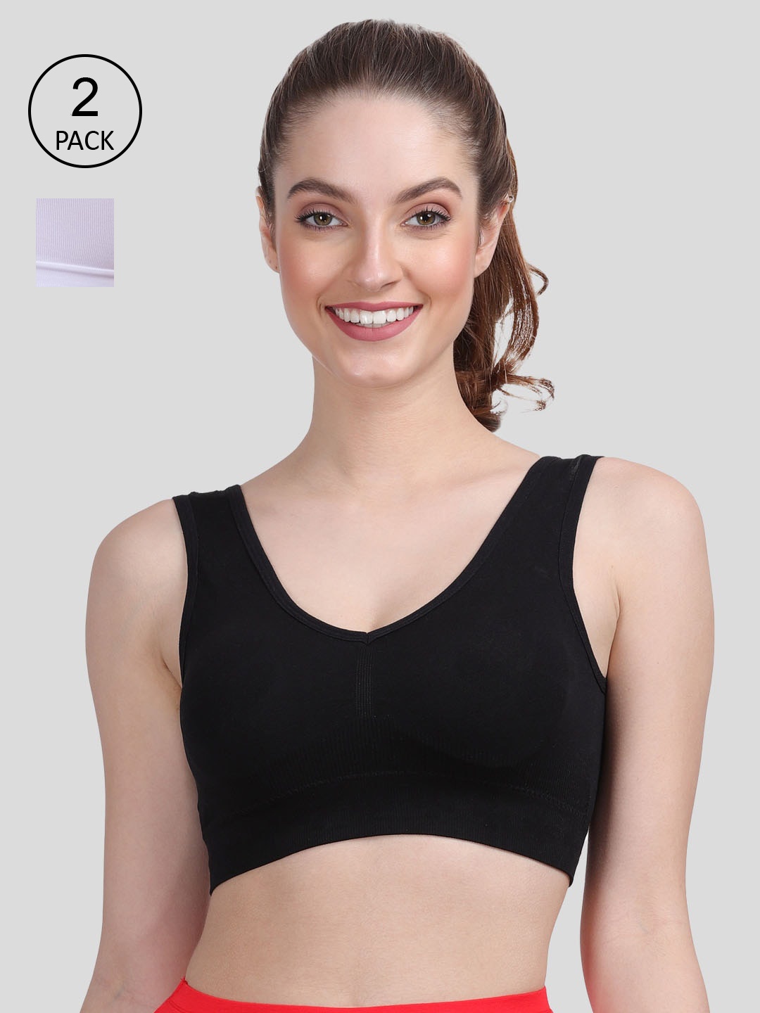 

Amour Secret Women Pack of 2 Black & White Lightly Padded Sports Bra