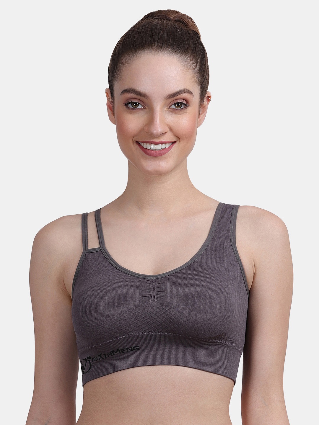 

Amour Secret Women Lightly Padded Rapid-Dry Seamless Free Size Sports Bra, Grey