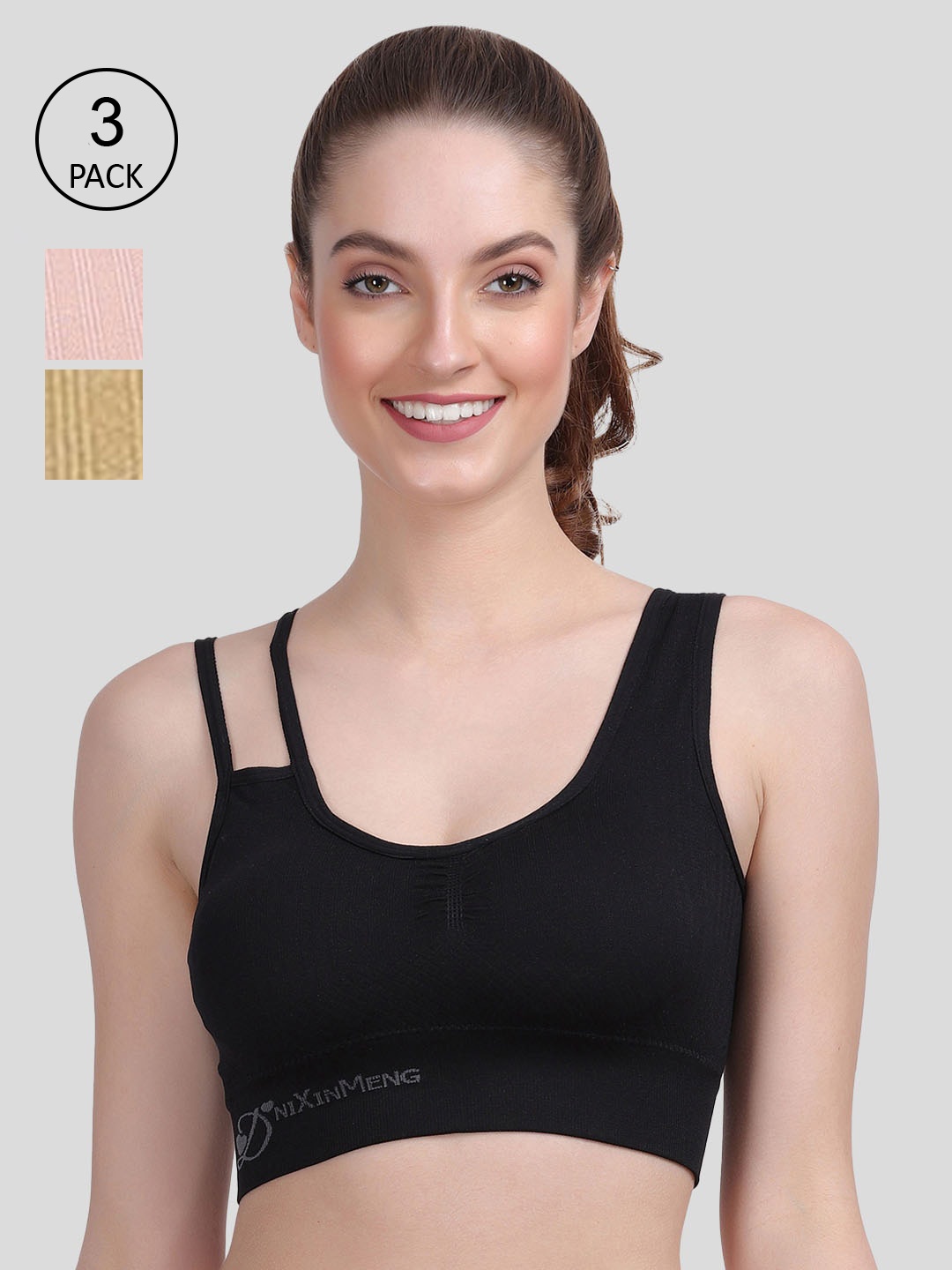 

Amour Secret Women Pack Of 3 Pink & Black Lightly Padded Bra