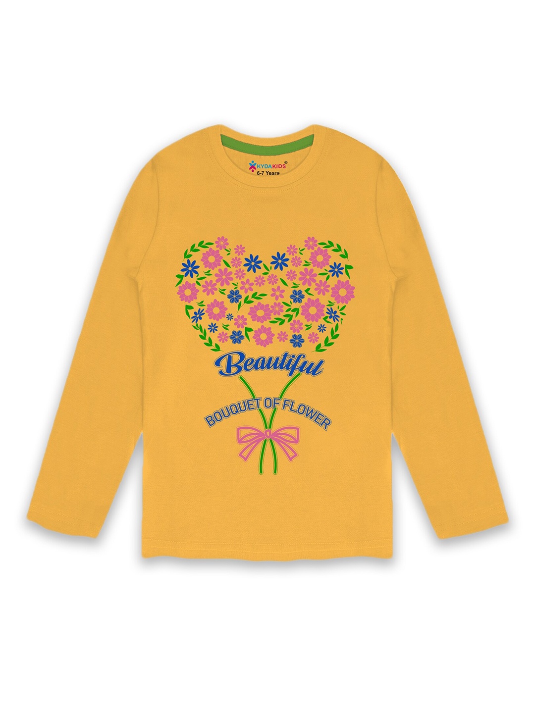 

KYDA KIDS Girls Yellow Floral Printed T-shirt
