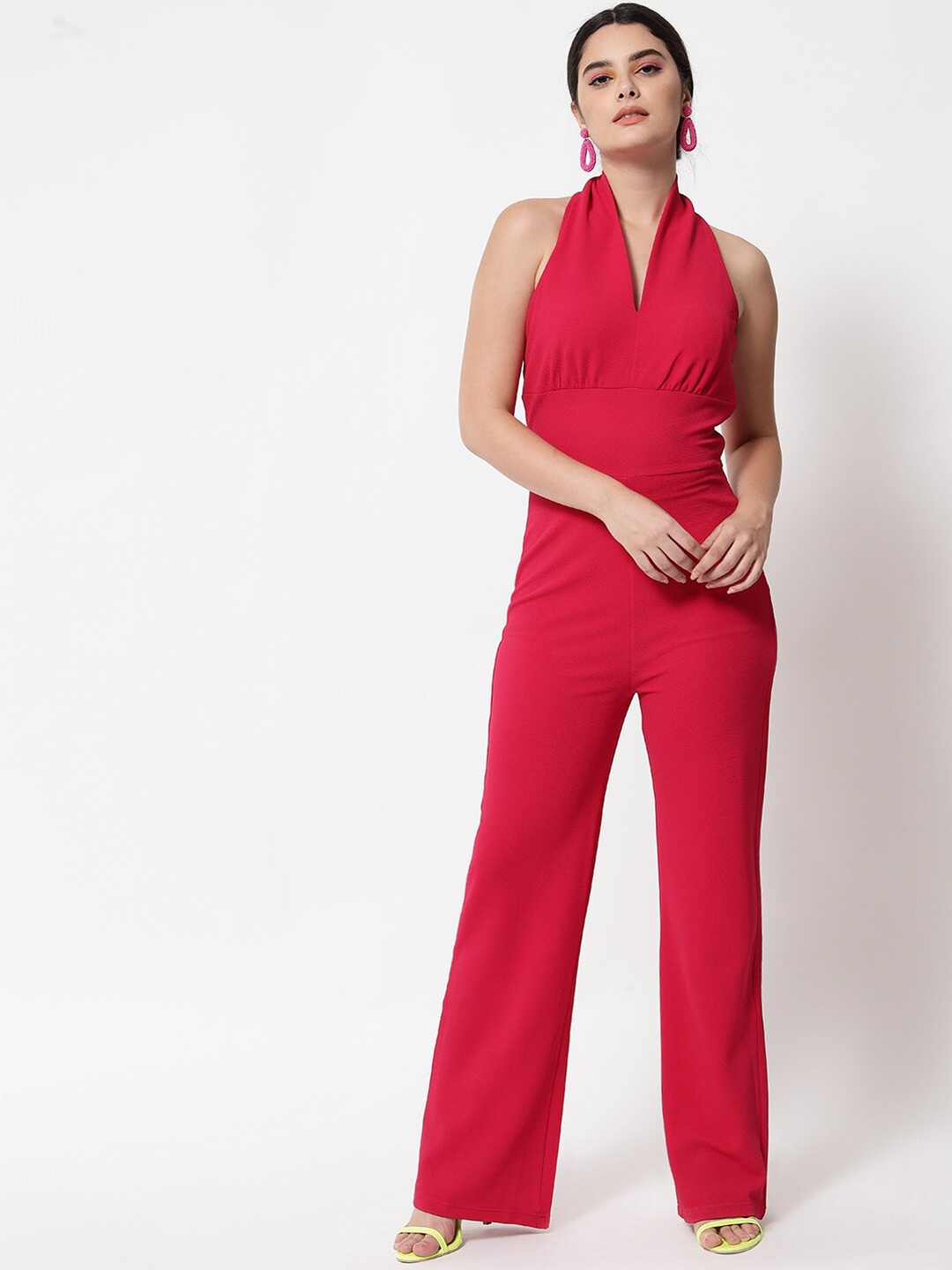 

Orchid Blues Women Fuchsia Halter Neck Basic Jumpsuit