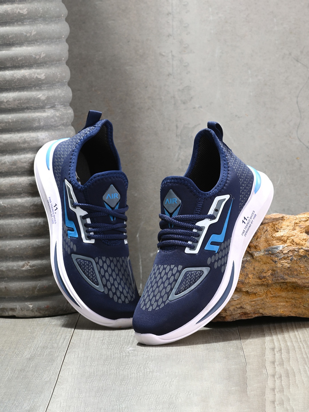 

BIRDE Men Navy Blue Textured Sneakers