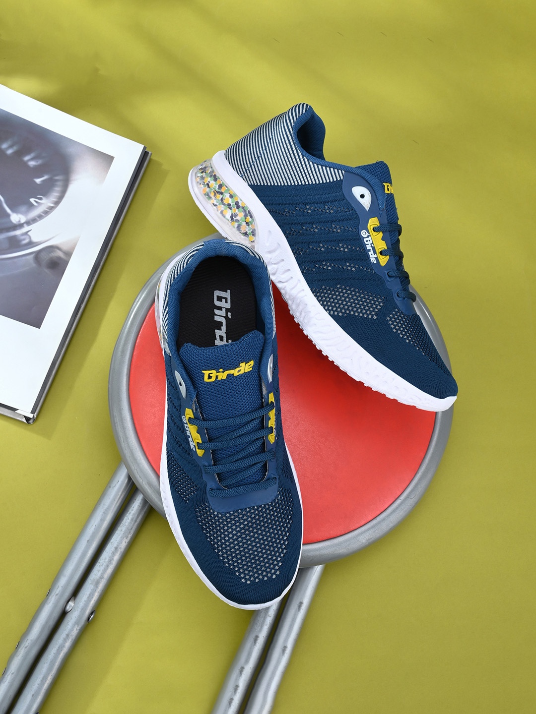 

BIRDE Men Navy Blue Woven Design Sneakers
